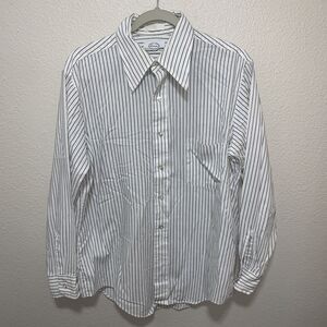 Vintage Forum Men’s Dress Shirt Size L White W/ Black Stripes